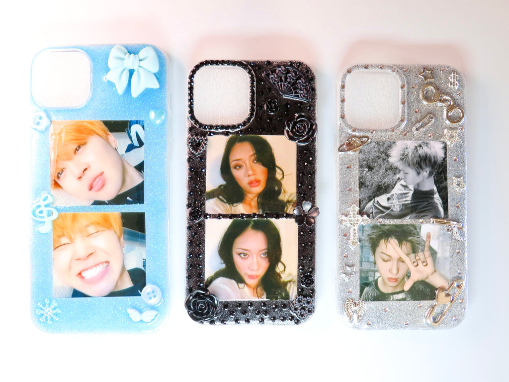 Coque personnalisée avec deux photos – version minimaliste fait main☁️